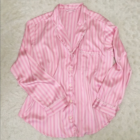 Victoria's Secret Other - Victoria’s Secret VS Pink Striped Silky Pajama Top